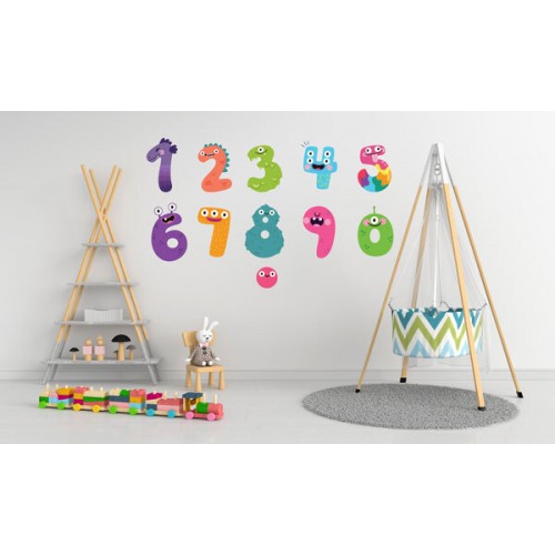 Wall sticker decor number monster