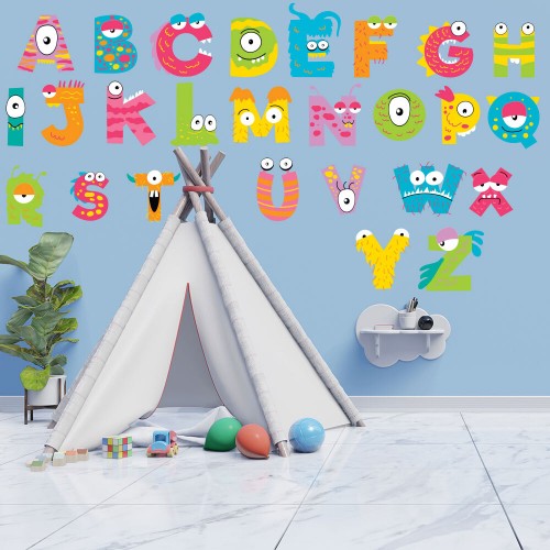 Wall sticker decor english aplabet monster