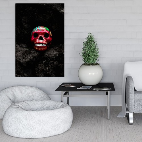 Decorative frame on canvas muerto skull