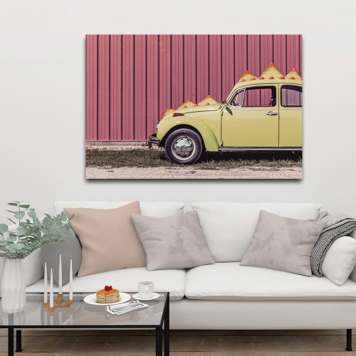 Decorative frame on canvas volkswagen car