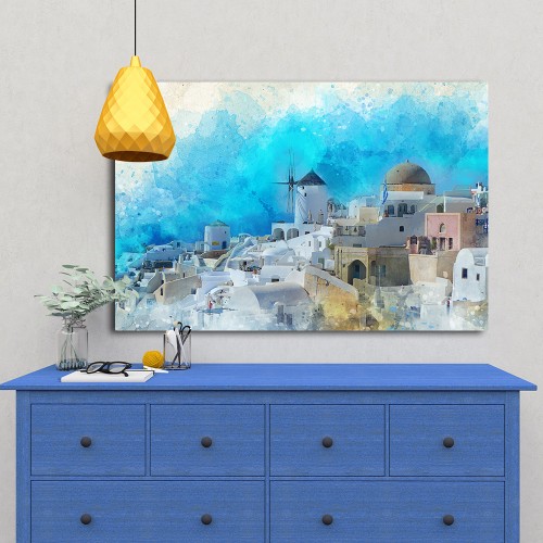 Decorative frame on canvas Santorini