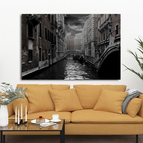 Decorative frame on canvas Venice river