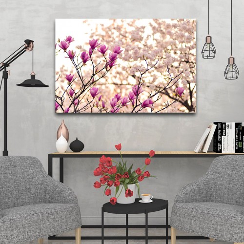 Decorative frame on canvas cherry blossom