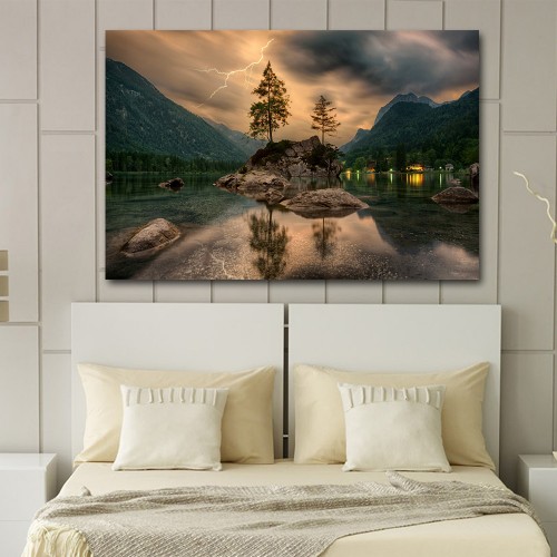 Decorative frame on canvas forest