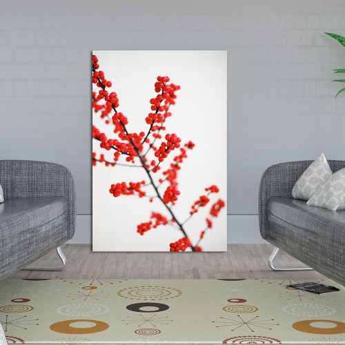 Decorative frame on canvas red flowers