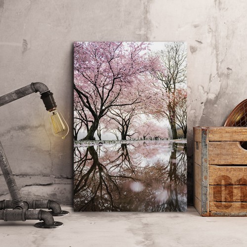 Decorative frame on canvas cherry lake