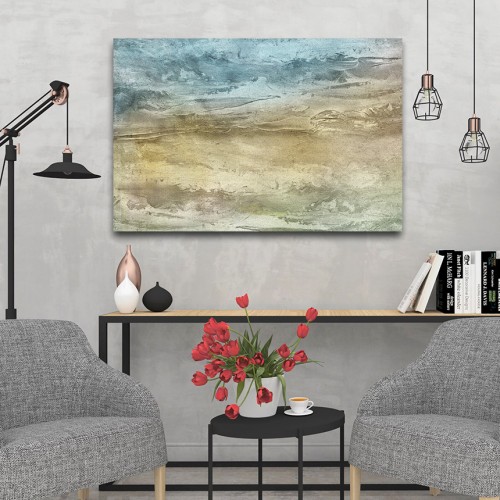 Decorative frame on canvas sand and sea