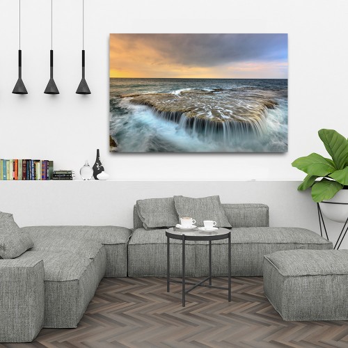 Decorative frame on canvas sea rock