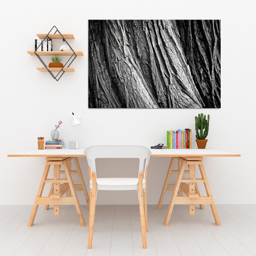 Decorative frame on canvas tree trunk