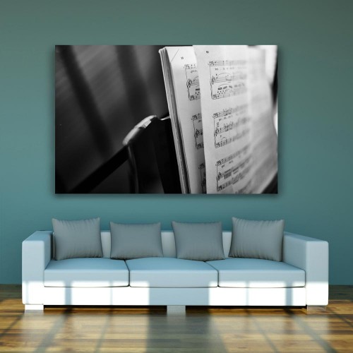 Decorative frame on canvas  piano with metronome