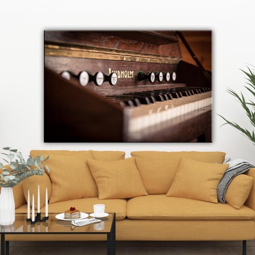 Decorative frame on canvas vintage piano