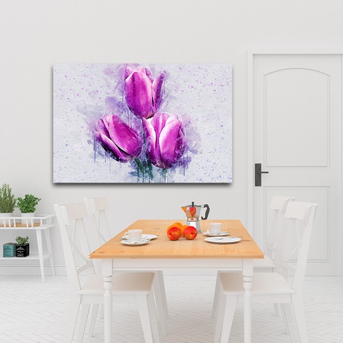 Decorative frame on canvas tulips watercolour