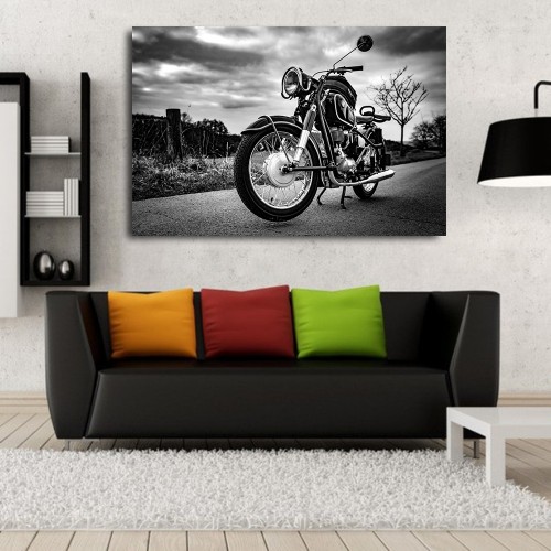 Decorative frame on canvas BMW bike
