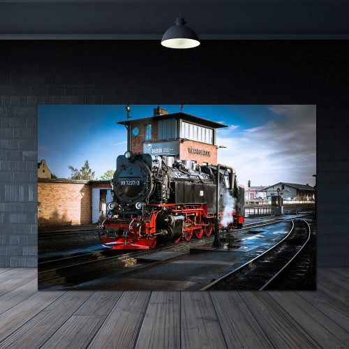 Decorative frame on canvas train