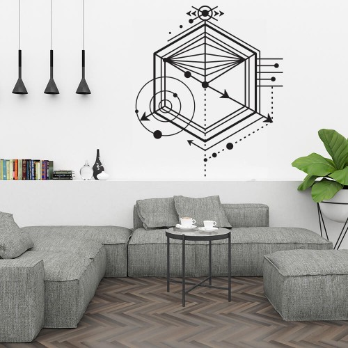 Wall sticker decor geometric hexagon