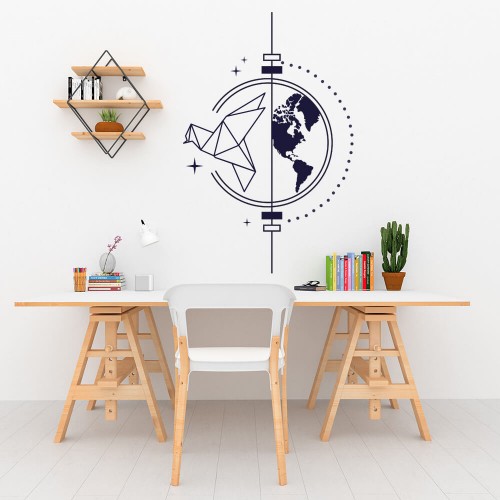 Wall sticker decor origami planet