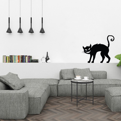 Αυτοκόλλητα διακόσμησης τοίχου μαύρη γάτα